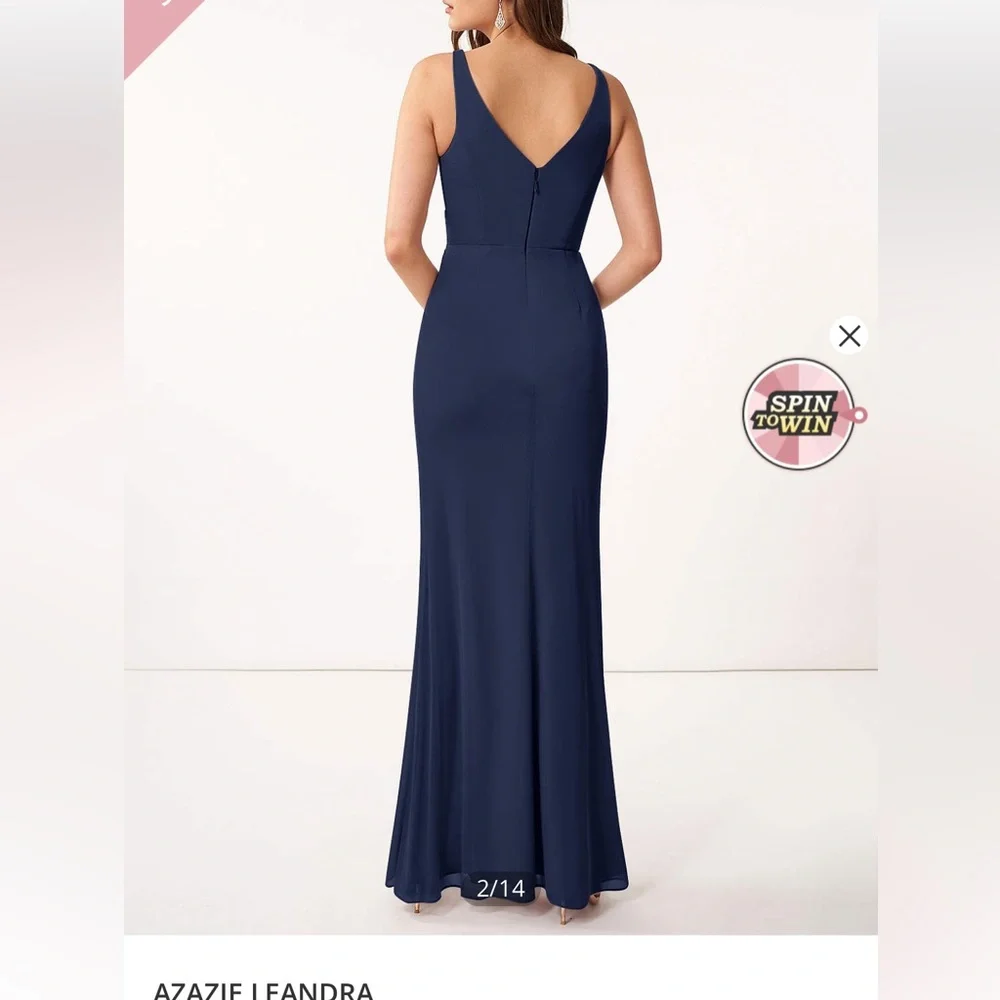Azazie bridesmaid dress- dark navy color - Picture 3 of 13